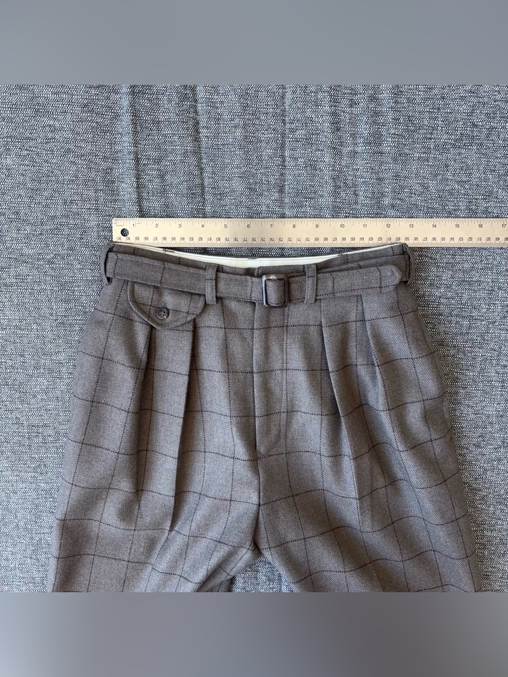 Vintage Ralph Lauren 100% Wool High Waisted Belted Pants Size 6 Plaid MiUSA 80s - Picture 13 of 16